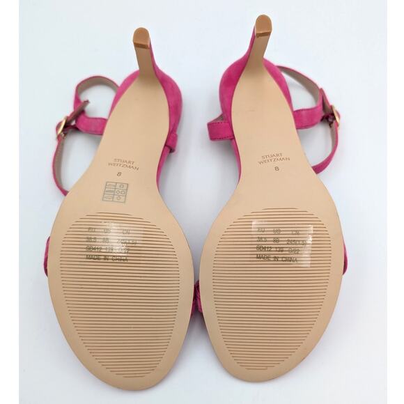 Stuart Weitzman Dancer Twistie 100 Suede Sandal Women's Pink Size US8B EU38.5 - Picture 7 of 10